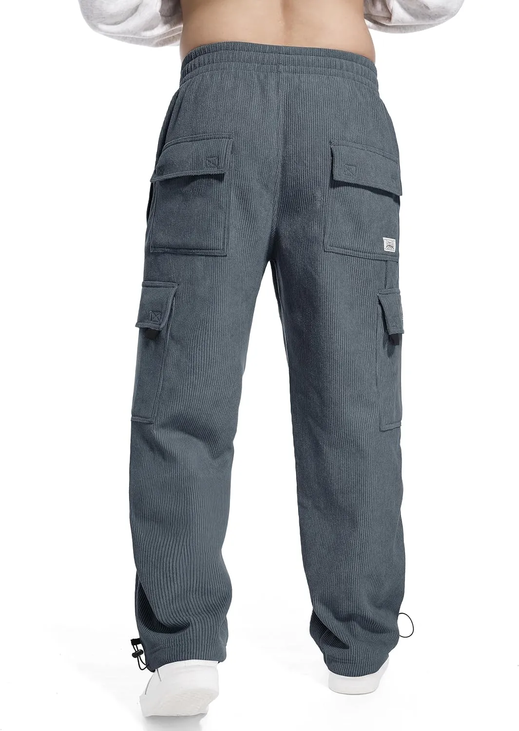 Tapata Men's 28/30/32 Fleece Lined Corduroy Cargo Pants Heavyweight Baggy Sweatpants Casual Elastic Waist Slacks