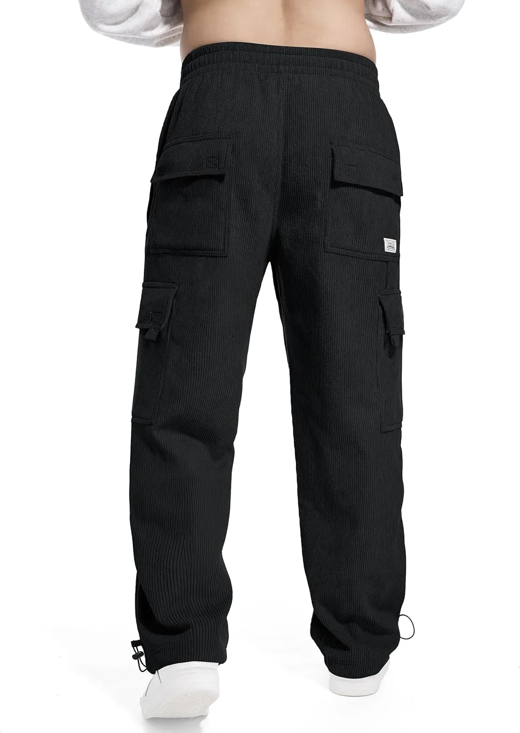 Tapata Men's 28/30/32 Fleece Lined Corduroy Cargo Pants Heavyweight Baggy Sweatpants Casual Elastic Waist Slacks