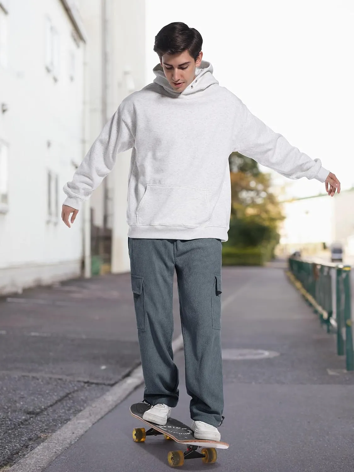 Tapata Men's 28/30/32 Fleece Lined Corduroy Cargo Pants Heavyweight Baggy Sweatpants Casual Elastic Waist Slacks