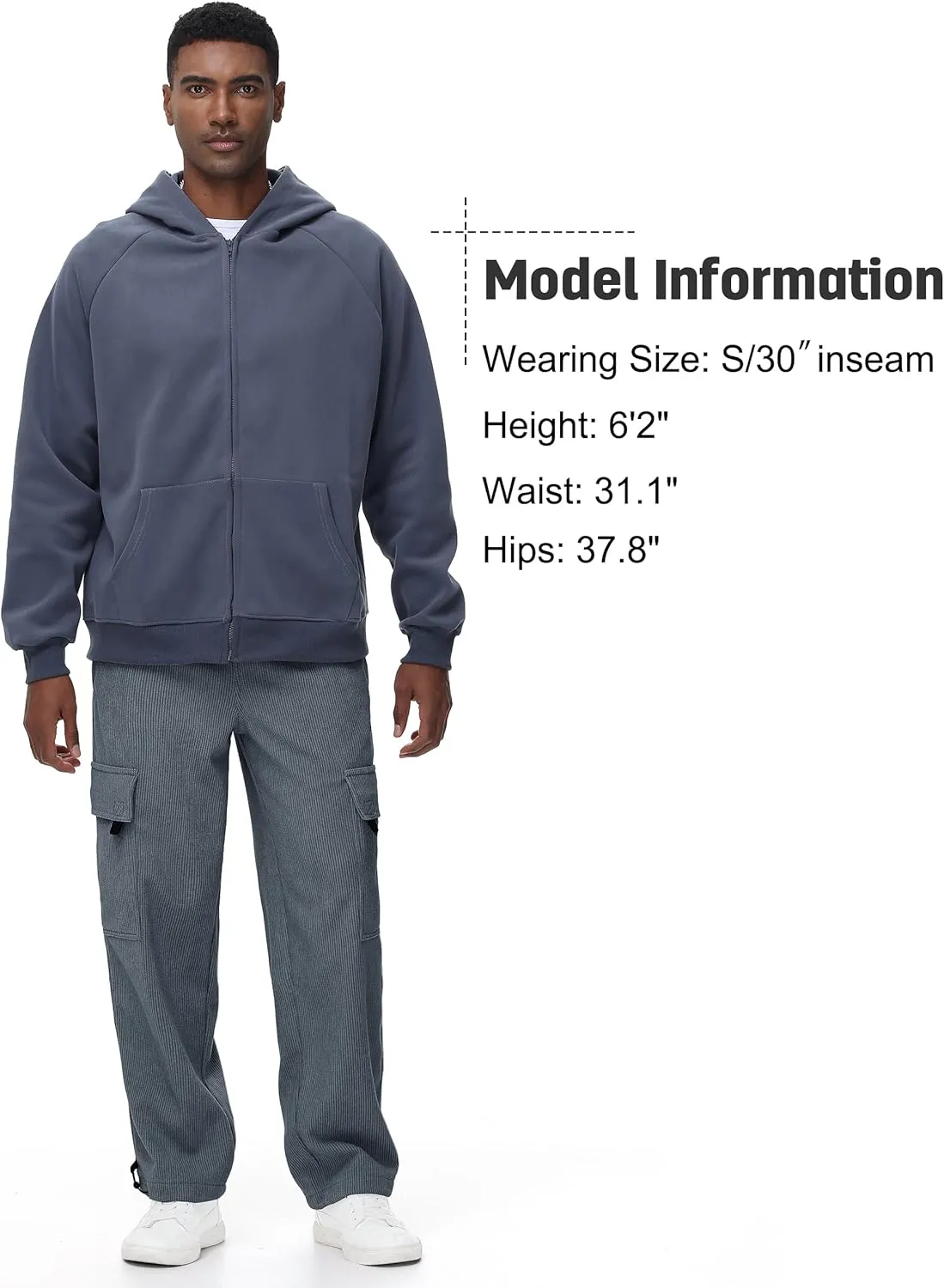 Tapata Men's 28/30/32 Fleece Lined Corduroy Cargo Pants Heavyweight Baggy Sweatpants Casual Elastic Waist Slacks