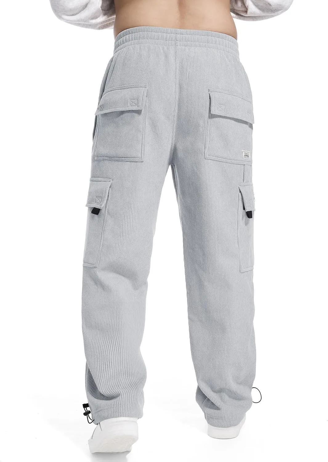 Tapata Men's 28/30/32 Fleece Lined Corduroy Cargo Pants Heavyweight Baggy Sweatpants Casual Elastic Waist Slacks