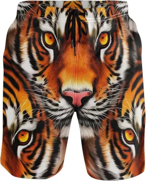 Tiger Animal Print Board Beach Shorts Men Swim Trunks Funny Hawaiian Quick Dry Elastic Shorts S