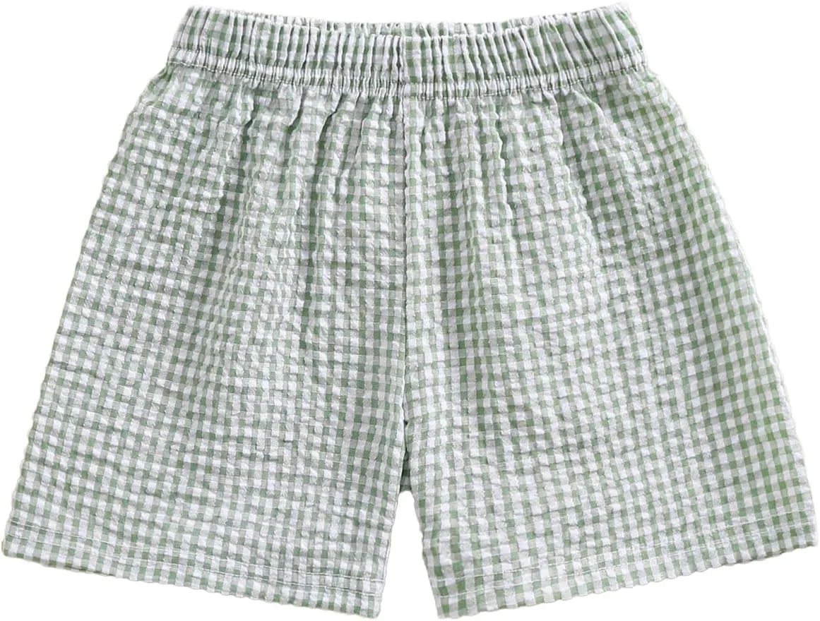 Toddler Boy Girl Plaid Shorts Casual Summer Gingham Shorts Elastic Waist Beach Shorts Bottoms Boxers Streetwear