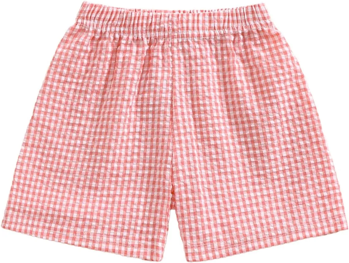 Toddler Boy Girl Plaid Shorts Casual Summer Gingham Shorts Elastic Waist Beach Shorts Bottoms Boxers Streetwear
