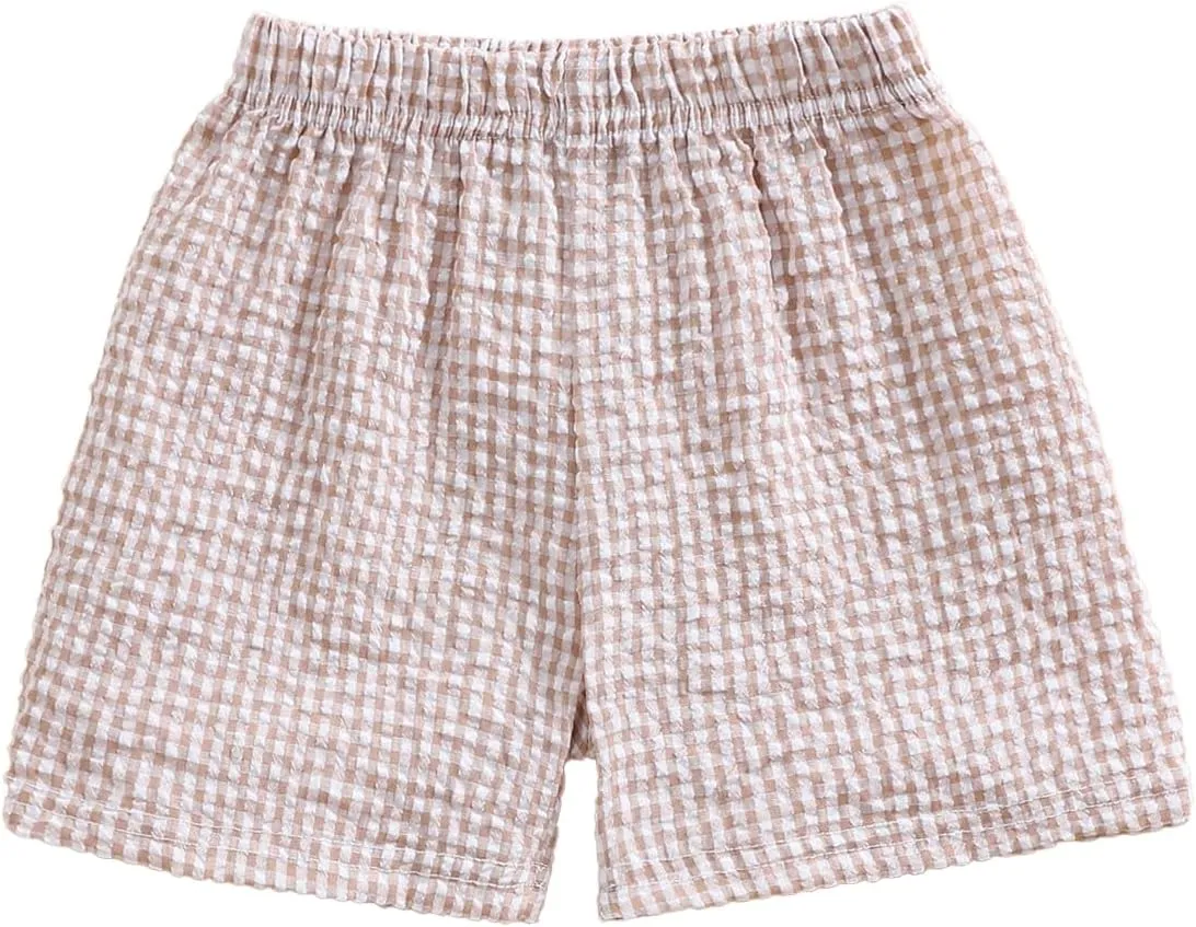 Toddler Boy Girl Plaid Shorts Casual Summer Gingham Shorts Elastic Waist Beach Shorts Bottoms Boxers Streetwear