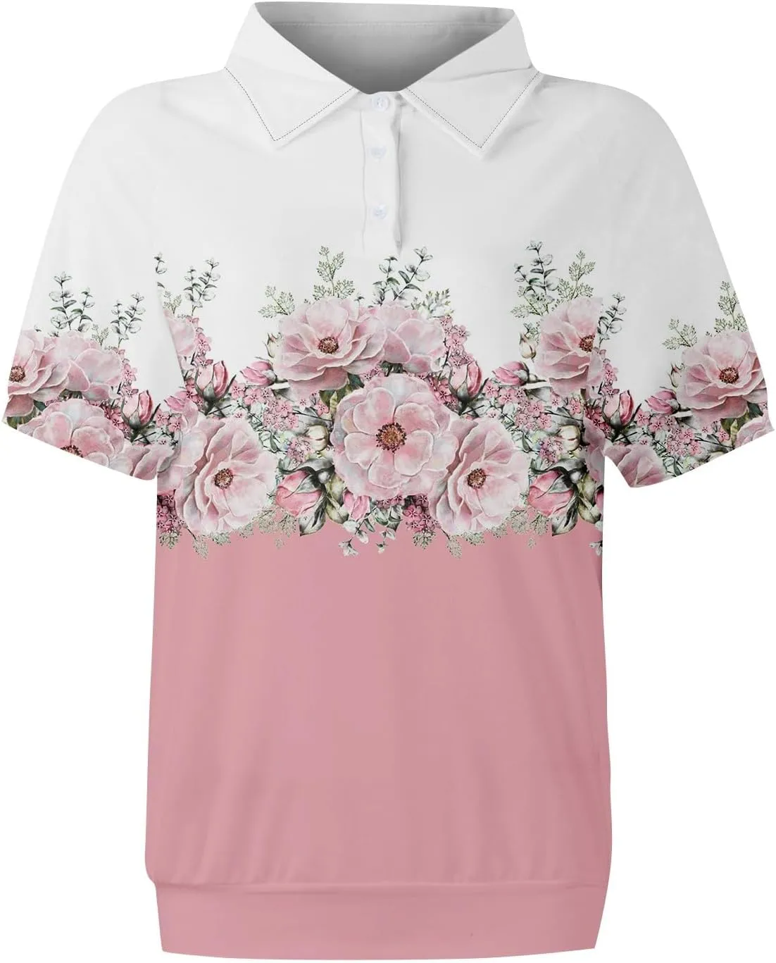 Tops for Women Trendy Short Sleeve Vacation Outfits Blouses Casual Summer Collared Shirts Polo Banded Hem