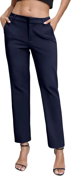 Urban CoCo Women's Elastic Waisted Dress Pants Business Work Casual Stretch Slacks with Pockets