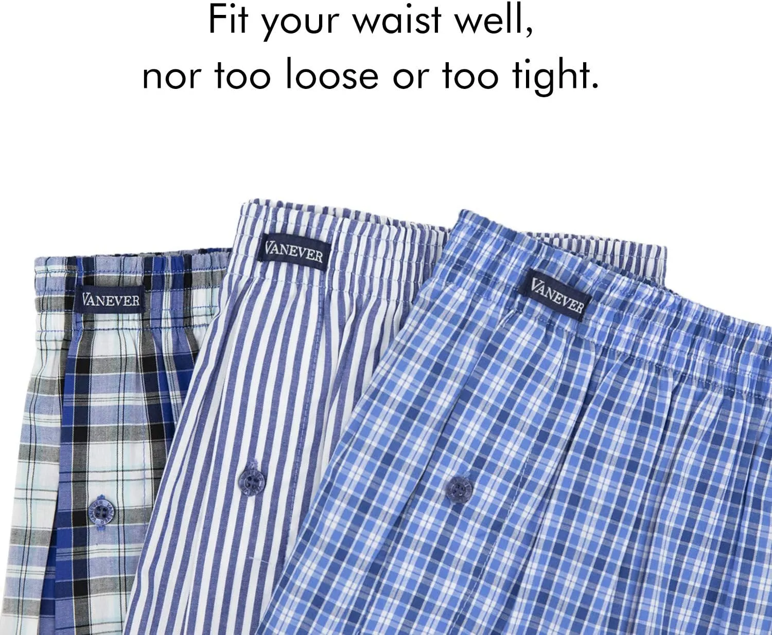 Vanever 3PK Men's Woven Boxers, 100% Cotton Boxer Shorts for Men, Boxershorts with Button Fly, Underwear