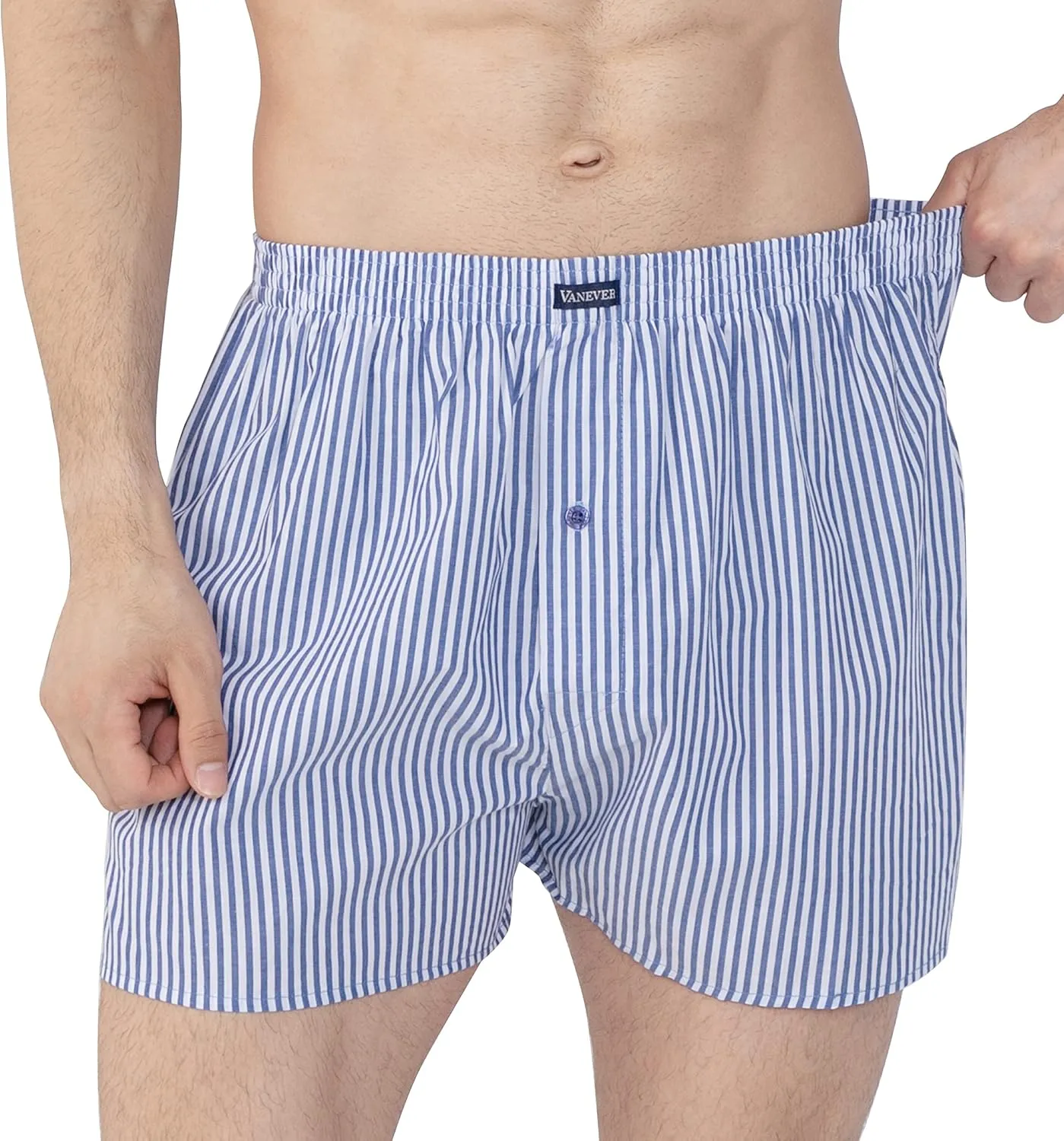 Vanever 3PK Men's Woven Boxers, 100% Cotton Boxer Shorts for Men, Boxershorts with Button Fly, Underwear