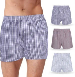 Vanever 3PK Men's Woven Boxers, 100% Cotton Boxer Shorts for Men, Boxershorts with Button Fly, Underwear