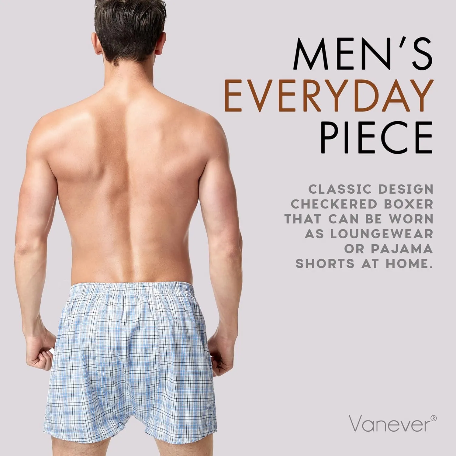 Vanever 3PK Men's Woven Boxers, 100% Cotton Boxer Shorts for Men, Boxershorts with Button Fly, Underwear
