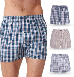 Vanever 3PK Men's Woven Boxers, 100% Cotton Boxer Shorts for Men, Boxershorts with Button Fly, Underwear