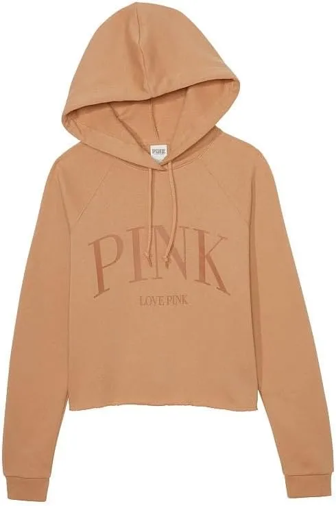 Victoria's Secret Pink Everyday Fleece Cropped Hoodie Color Gold New