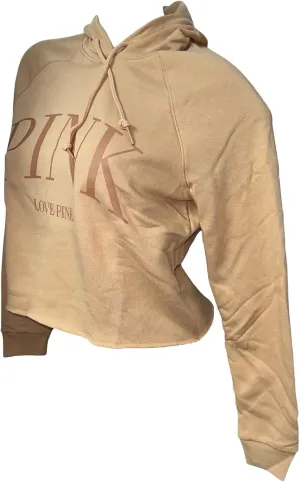 Victoria's Secret Pink Everyday Fleece Cropped Hoodie Color Gold New