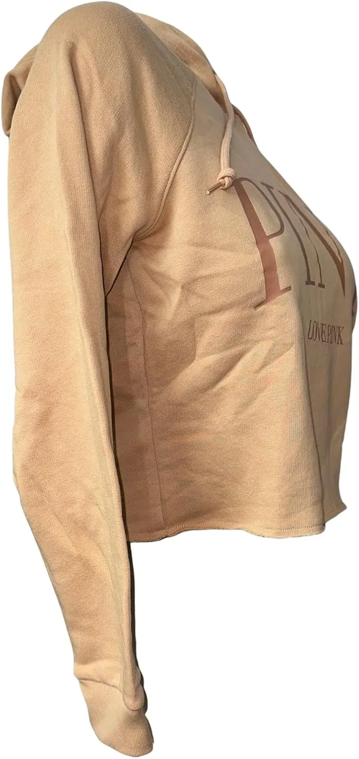 Victoria's Secret Pink Everyday Fleece Cropped Hoodie Color Gold New
