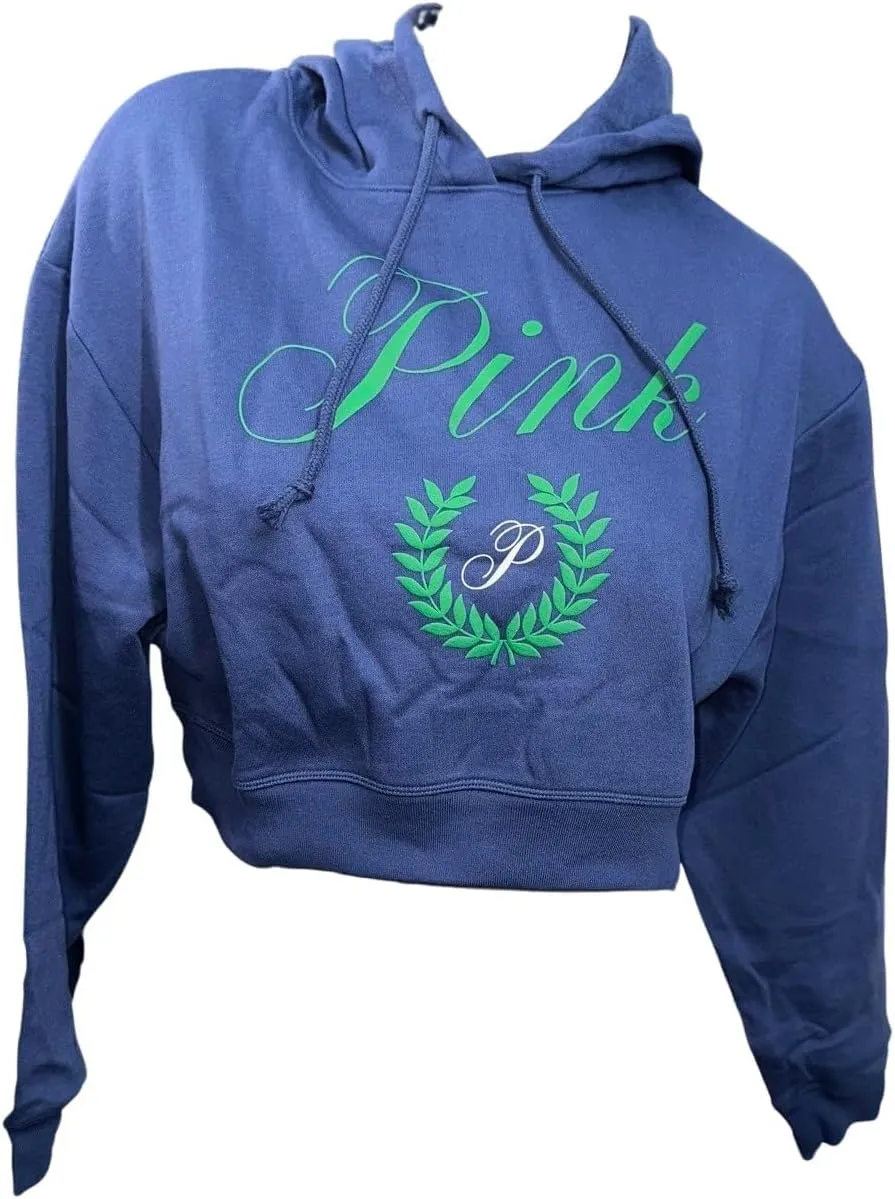 Victoria's Secret Pink Everyday Fleece Cropped Hoodie Color Navy Blue New