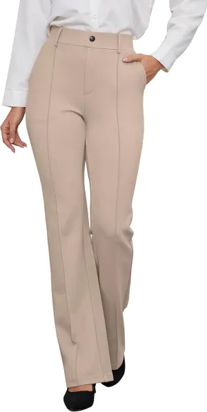 VIMPEP Women’s Bootcut Leg Dress Pants - High Rise Stretchy Yoga Slacks for Office Workout Business Casual B201