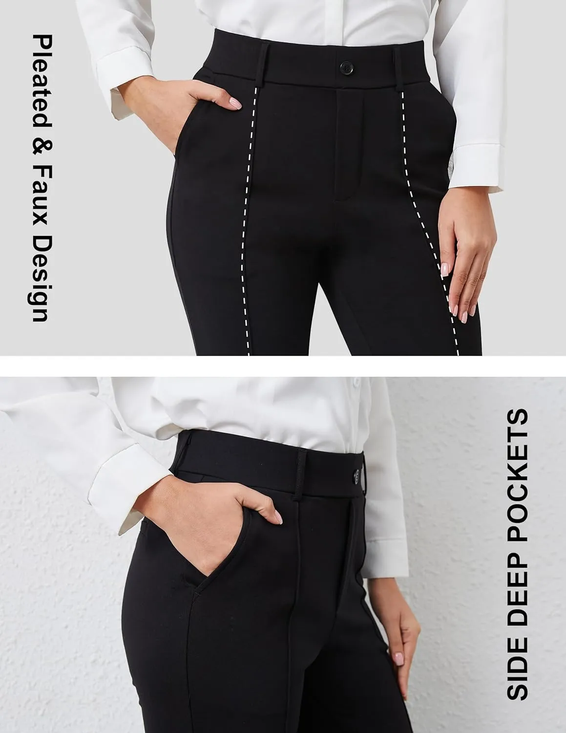 VIMPEP Women’s Bootcut Leg Dress Pants - High Rise Stretchy Yoga Slacks for Office Workout Business Casual B201