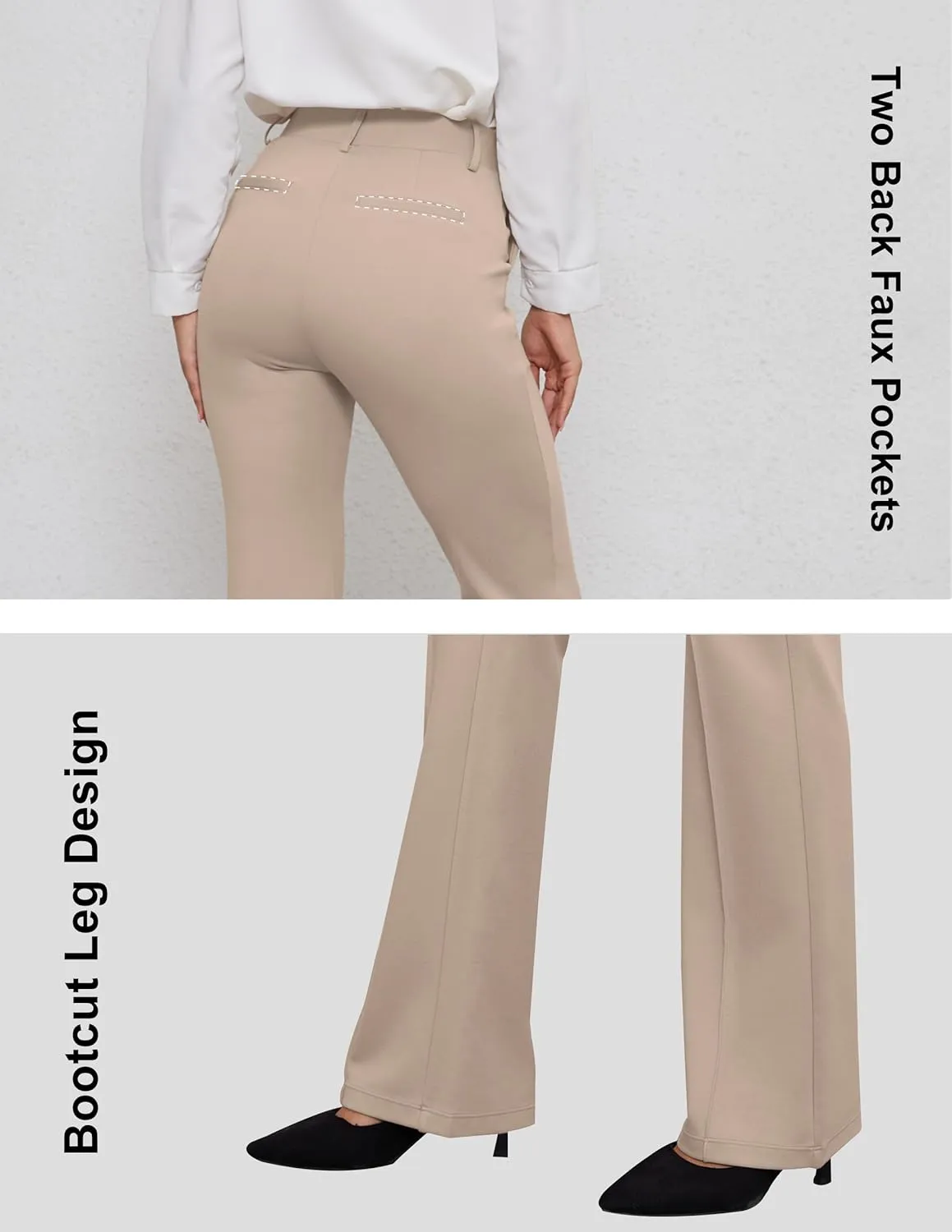 VIMPEP Women’s Bootcut Leg Dress Pants - High Rise Stretchy Yoga Slacks for Office Workout Business Casual B201