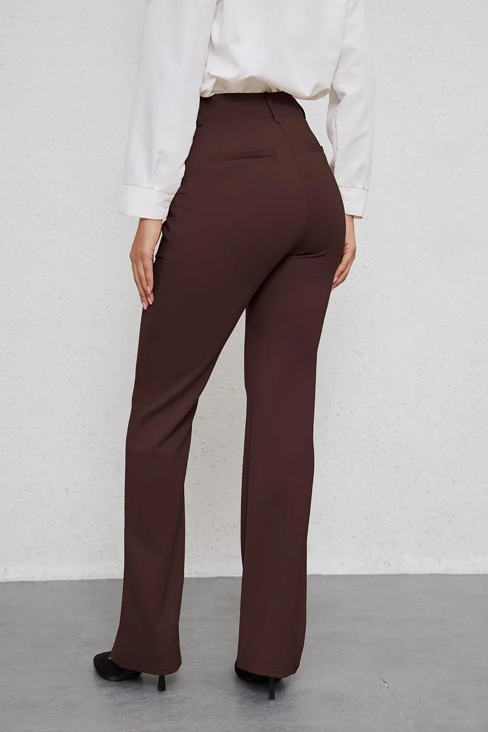 VIMPEP Women’s Bootcut Leg Dress Pants - High Rise Stretchy Yoga Slacks for Office Workout Business Casual B201
