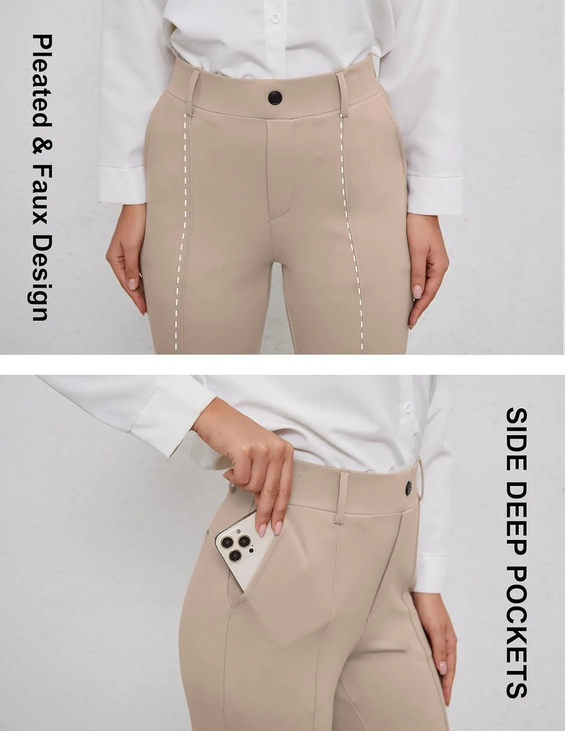 VIMPEP Women’s Bootcut Leg Dress Pants - High Rise Stretchy Yoga Slacks for Office Workout Business Casual B201