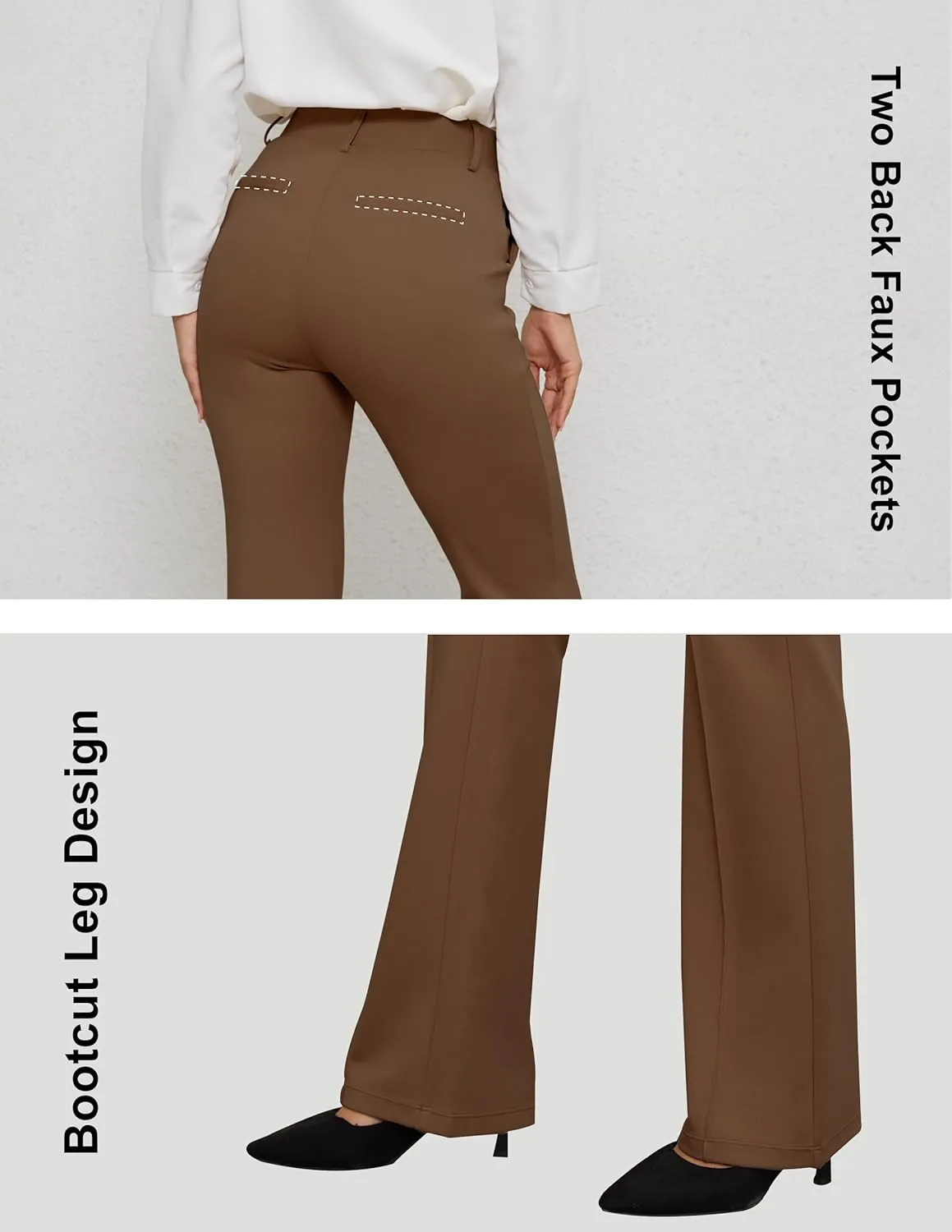 VIMPEP Women’s Bootcut Leg Dress Pants - High Rise Stretchy Yoga Slacks for Office Workout Business Casual B201