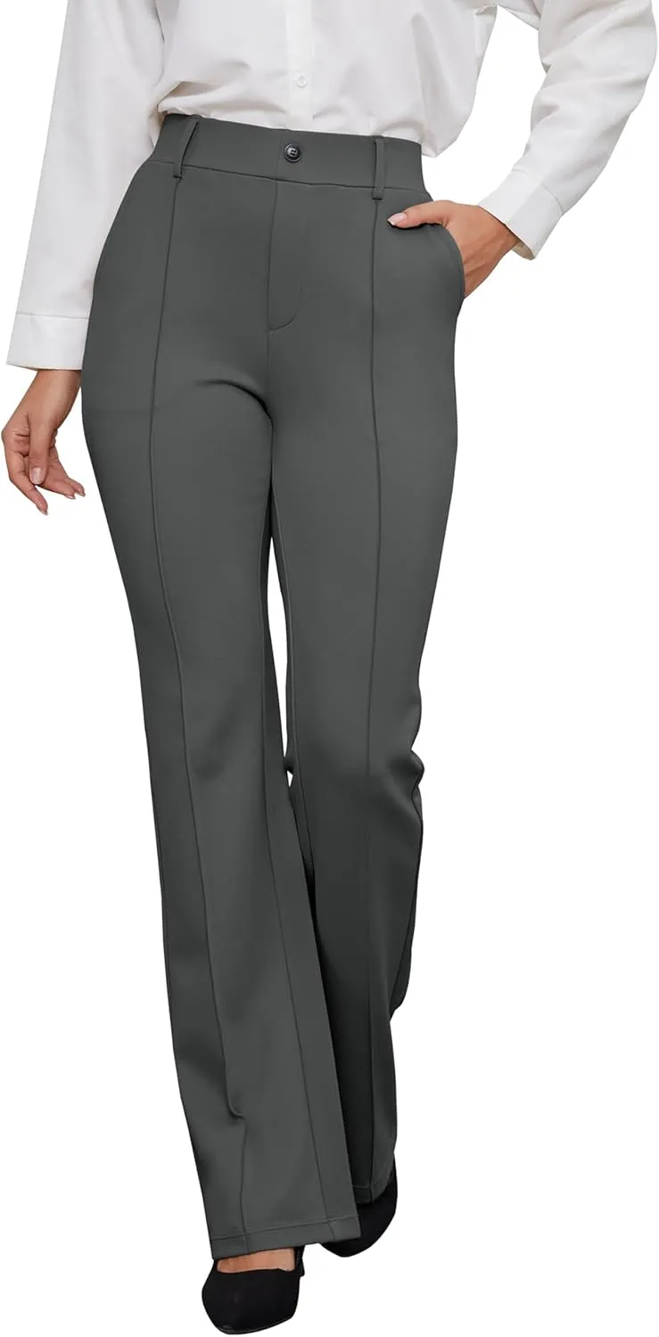 VIMPEP Women’s Bootcut Leg Dress Pants - High Rise Stretchy Yoga Slacks for Office Workout Business Casual B201