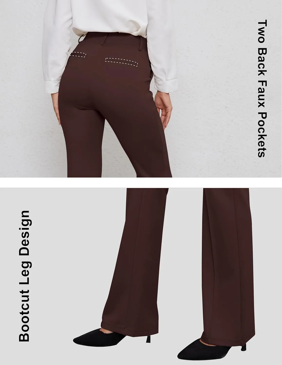 VIMPEP Women’s Bootcut Leg Dress Pants - High Rise Stretchy Yoga Slacks for Office Workout Business Casual B201