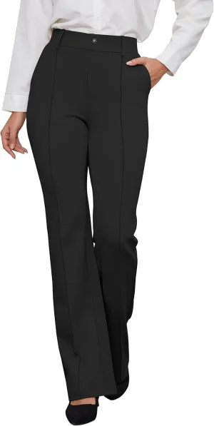 VIMPEP Women’s Bootcut Leg Dress Pants - High Rise Stretchy Yoga Slacks for Office Workout Business Casual B201