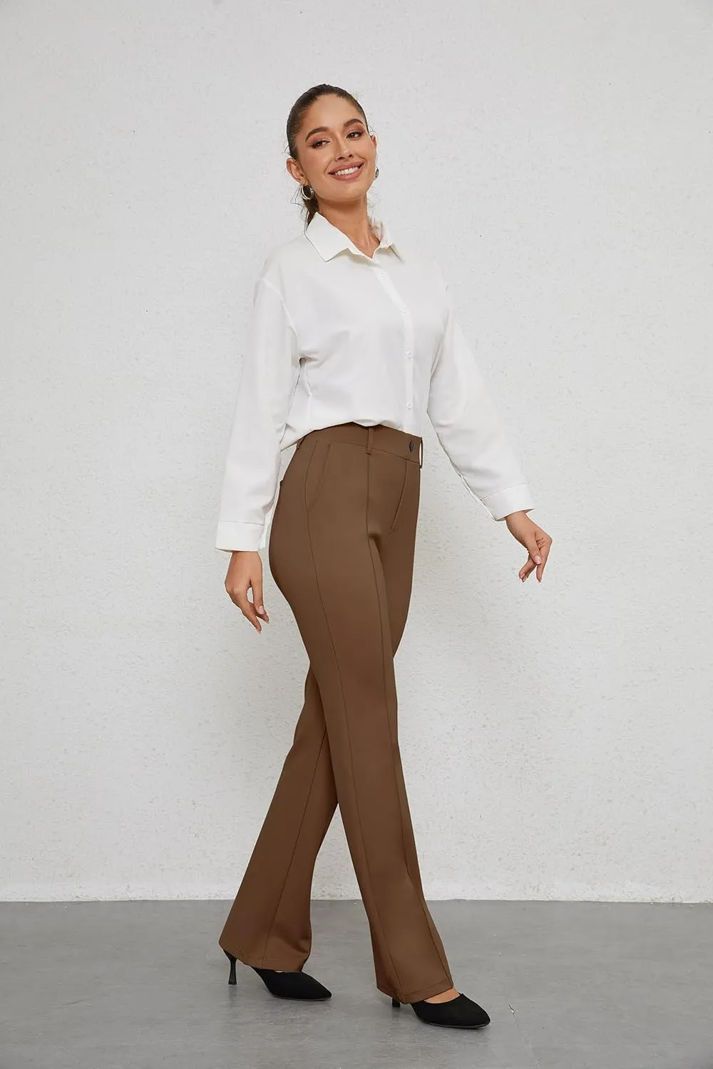 VIMPEP Women’s Bootcut Leg Dress Pants - High Rise Stretchy Yoga Slacks for Office Workout Business Casual B201