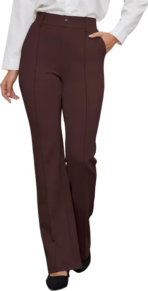 VIMPEP Women’s Bootcut Leg Dress Pants - High Rise Stretchy Yoga Slacks for Office Workout Business Casual B201