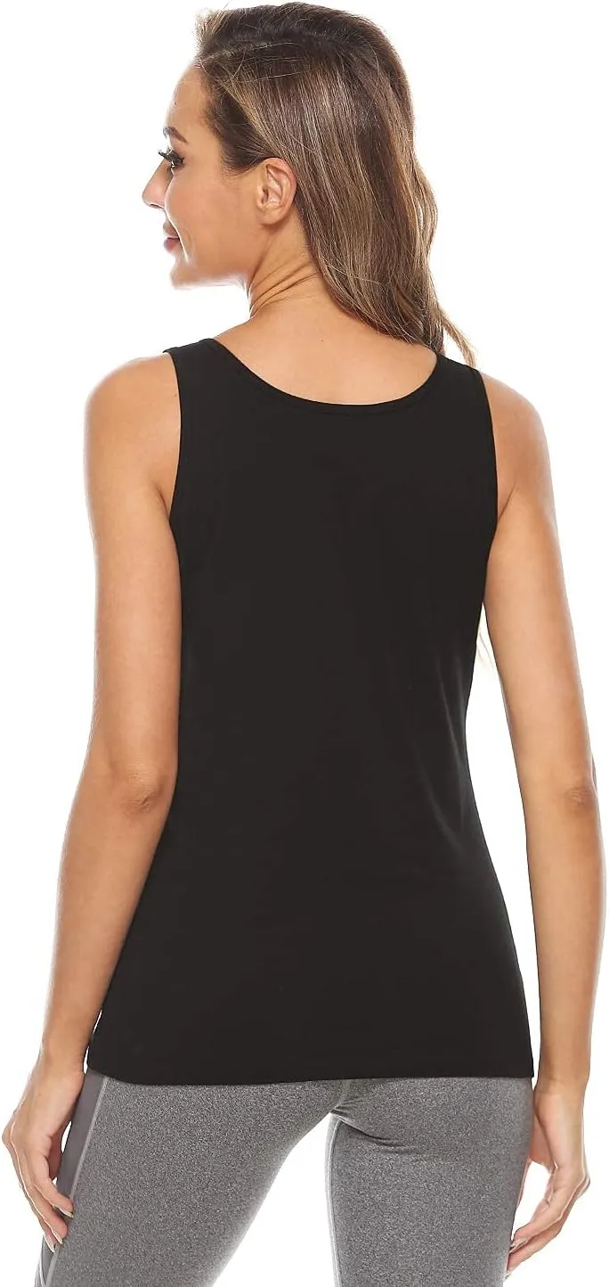 Vislivin Cotton Tank Tops with Shelf Bra for Women Stretch Tanks Wide Strap Undershirts