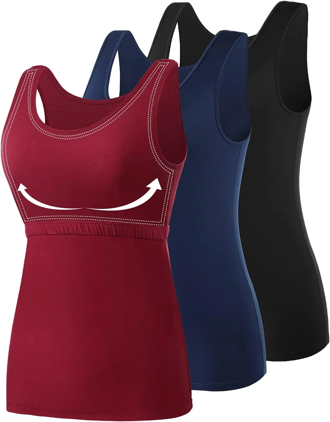 Vislivin Cotton Tank Tops with Shelf Bra for Women Stretch Tanks Wide Strap Undershirts