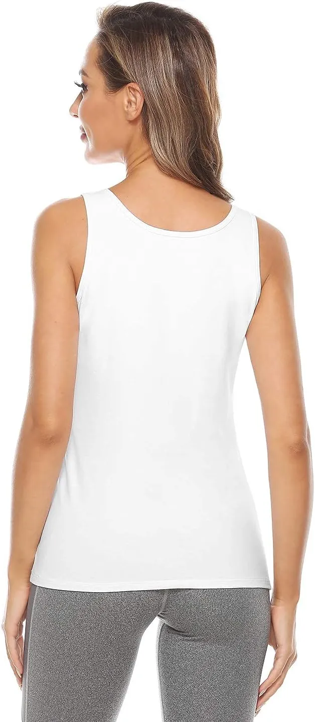 Vislivin Cotton Tank Tops with Shelf Bra for Women Stretch Tanks Wide Strap Undershirts