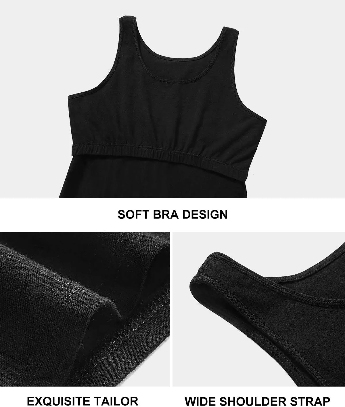 Vislivin Cotton Tank Tops with Shelf Bra for Women Stretch Tanks Wide Strap Undershirts