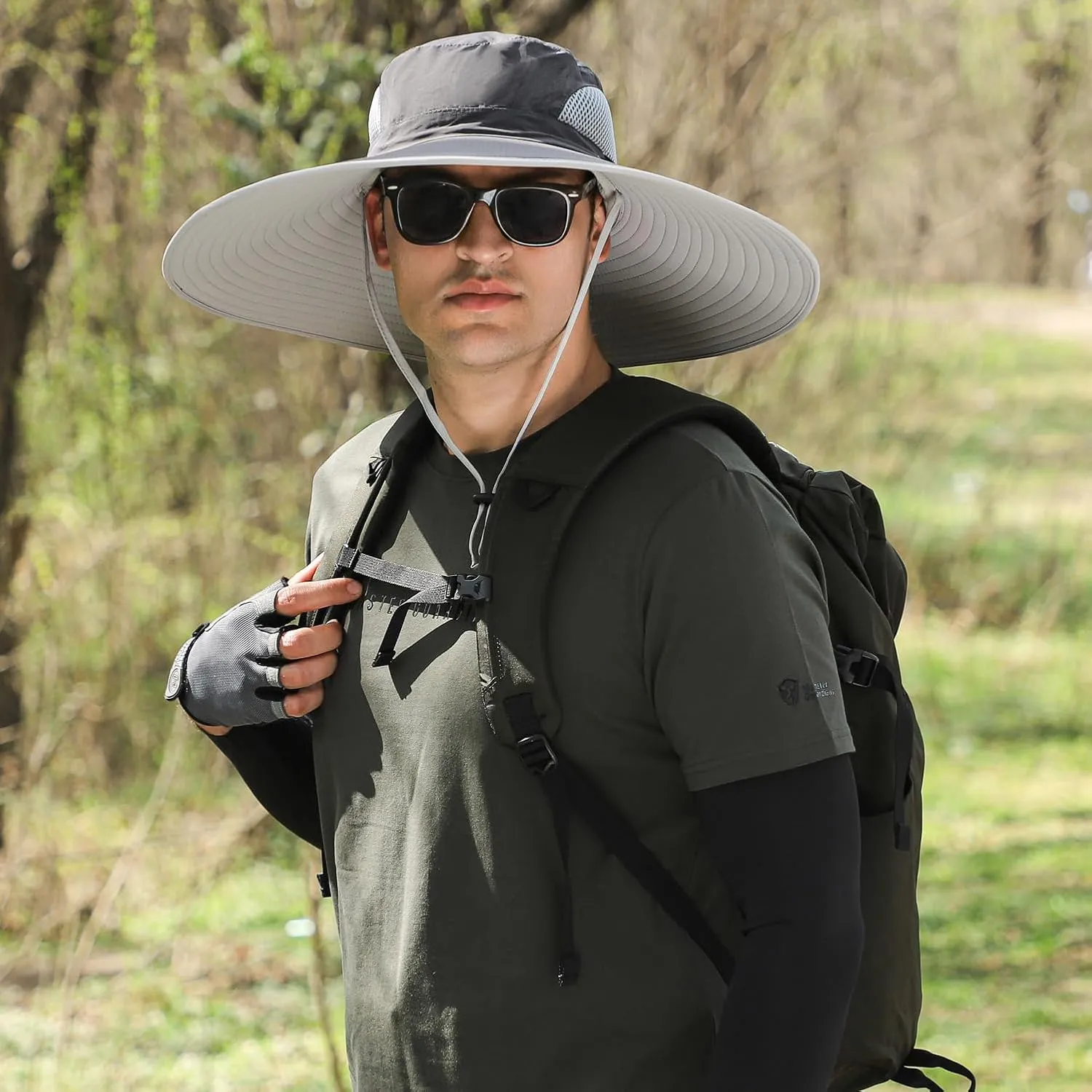 Wide Brim Sun Hat for Men Women UV Protection Ventilated Outdoor Bucket Fishing Hats Packable for Safari Hiking