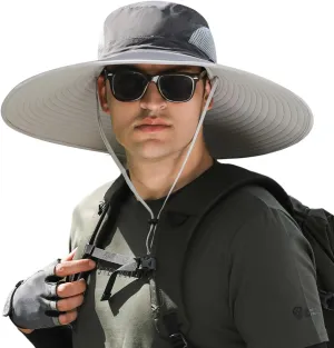 Wide Brim Sun Hat for Men Women UV Protection Ventilated Outdoor Bucket Fishing Hats Packable for Safari Hiking