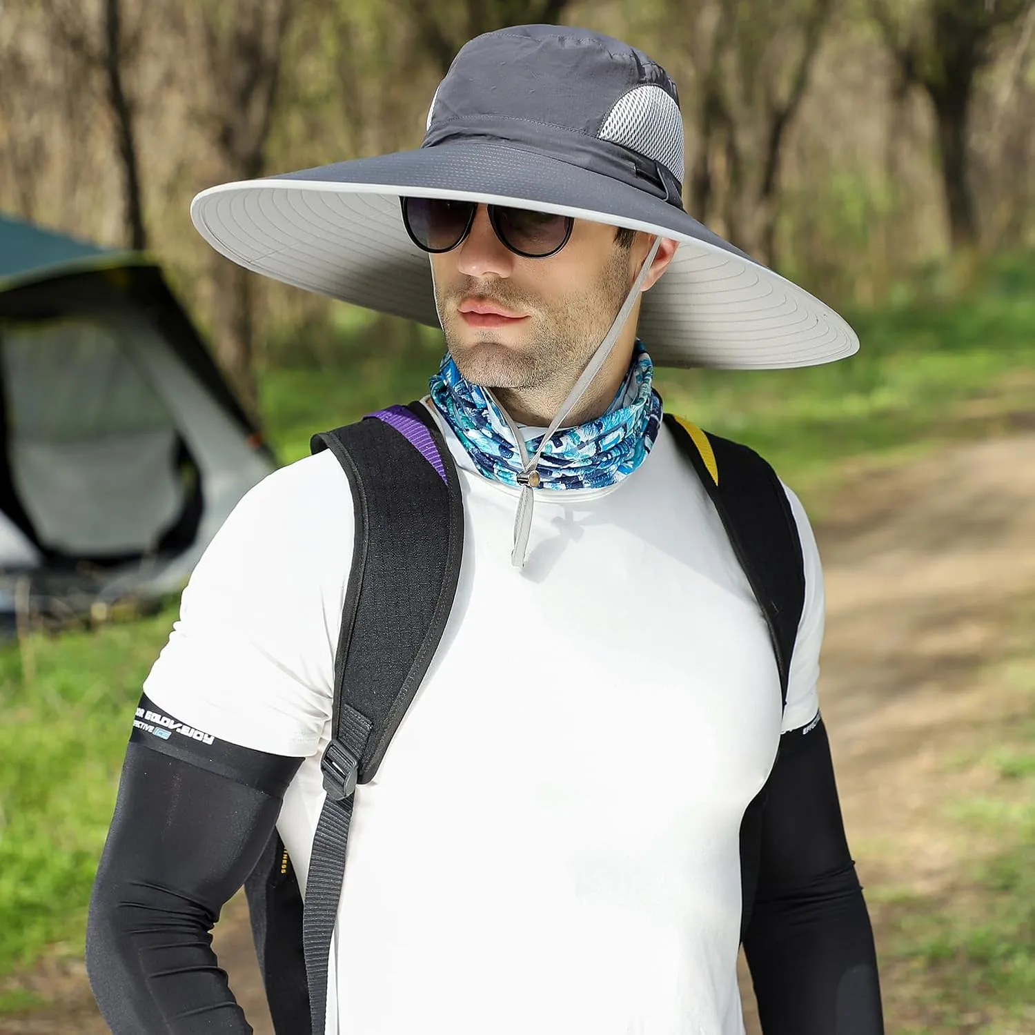 Wide Brim Sun Hat for Men Women UV Protection Ventilated Outdoor Bucket Fishing Hats Packable for Safari Hiking