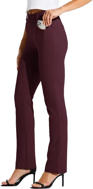 Willit Women's Yoga Dress Pants Straight Leg Work Slacks Stretchy Office Casual Pants 4 Pockets Belt Loops 29''/31''/33''
