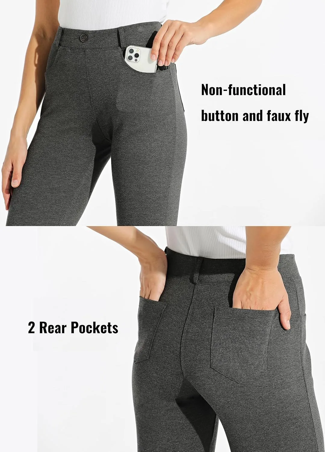 Willit Women's Yoga Dress Pants Straight Leg Work Slacks Stretchy Office Casual Pants 4 Pockets Belt Loops 29''/31''/33''