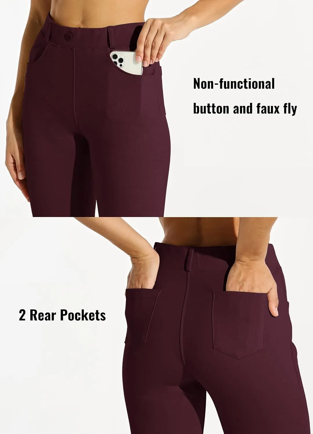 Willit Women's Yoga Dress Pants Straight Leg Work Slacks Stretchy Office Casual Pants 4 Pockets Belt Loops 29''/31''/33''