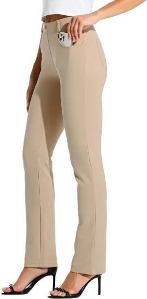 Willit Women's Yoga Dress Pants Straight Leg Work Slacks Stretchy Office Casual Pants 4 Pockets Belt Loops 29''/31''/33''