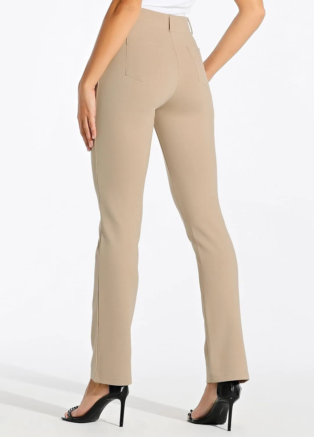 Willit Women's Yoga Dress Pants Straight Leg Work Slacks Stretchy Office Casual Pants 4 Pockets Belt Loops 29''/31''/33''
