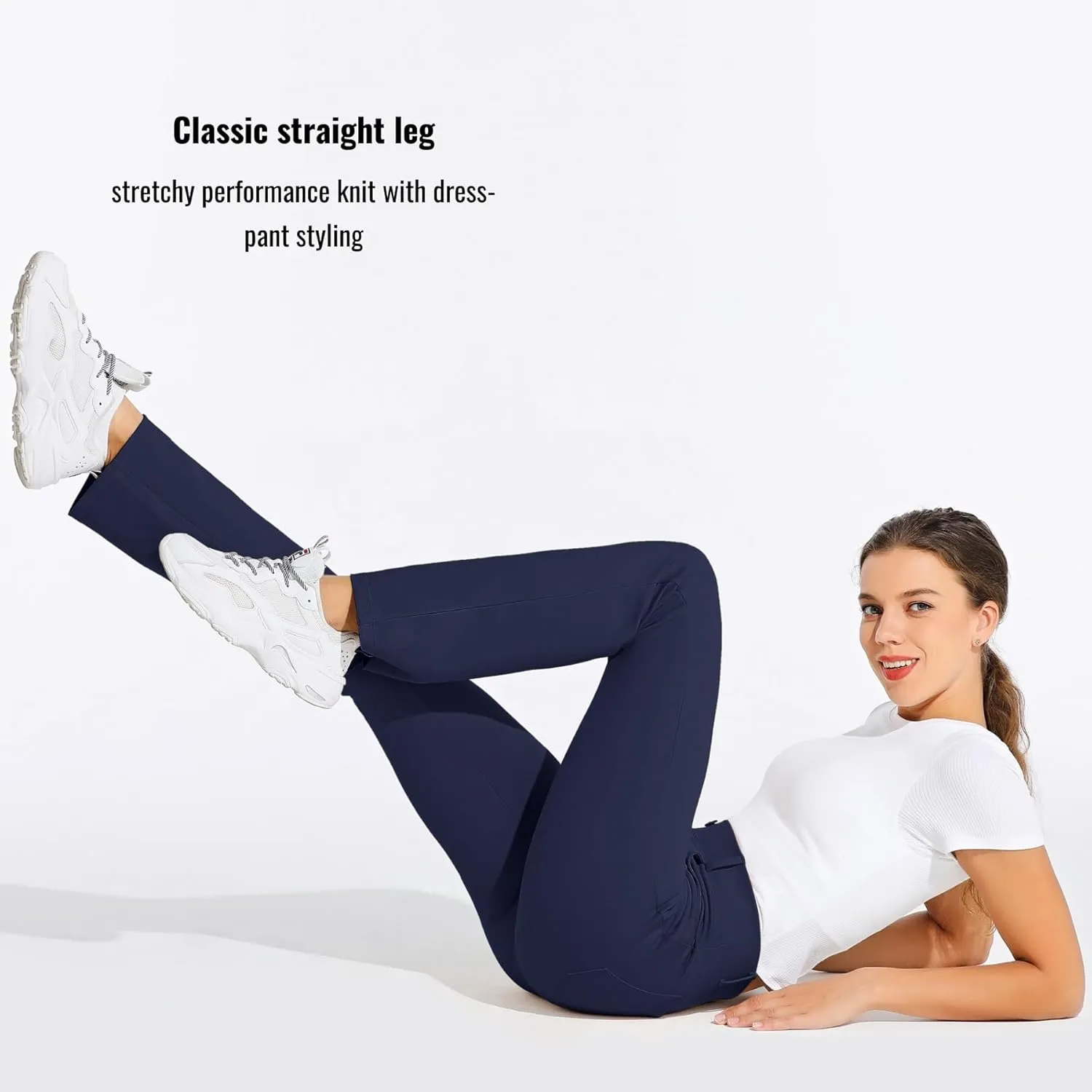 Willit Women's Yoga Dress Pants Straight Leg Work Slacks Stretchy Office Casual Pants 4 Pockets Belt Loops 29''/31''/33''