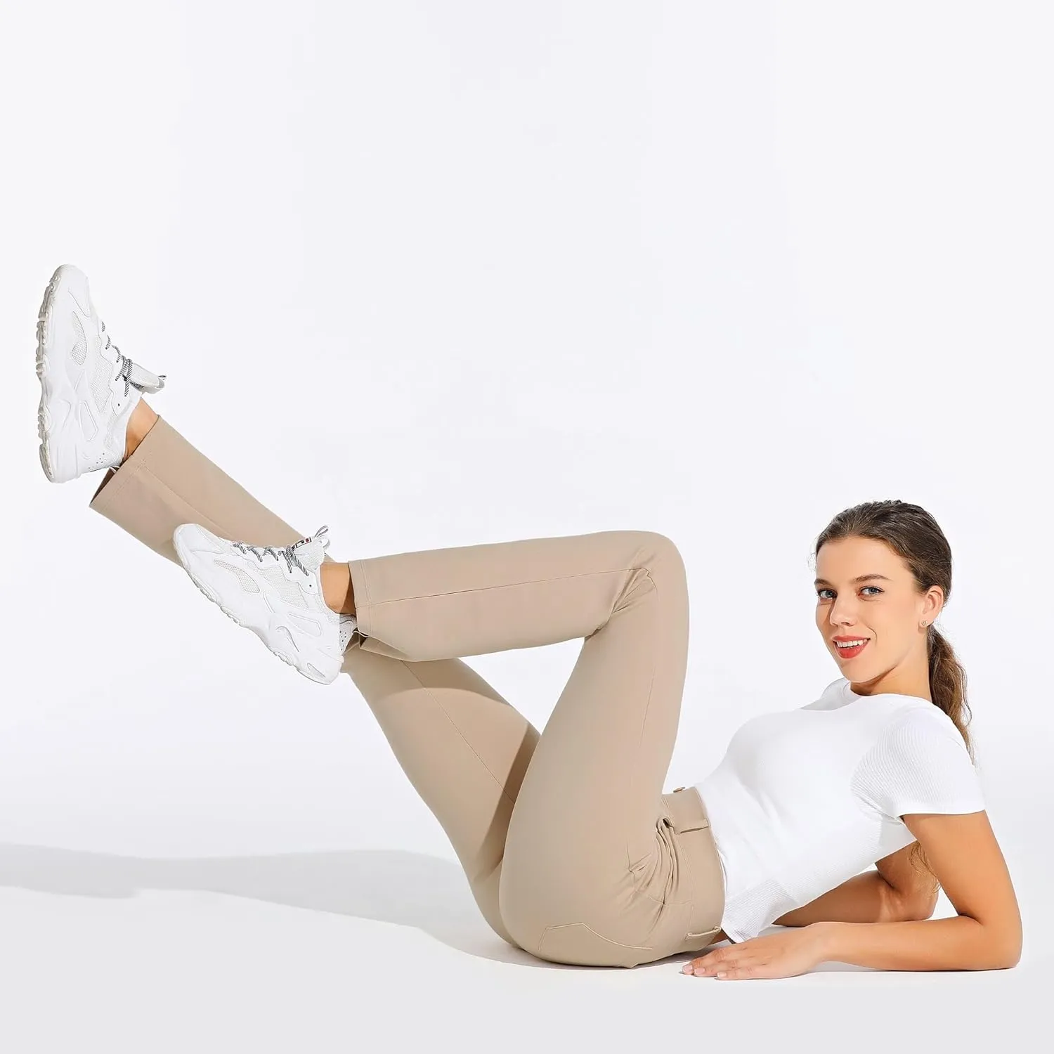 Willit Women's Yoga Dress Pants Straight Leg Work Slacks Stretchy Office Casual Pants 4 Pockets Belt Loops 29''/31''/33''