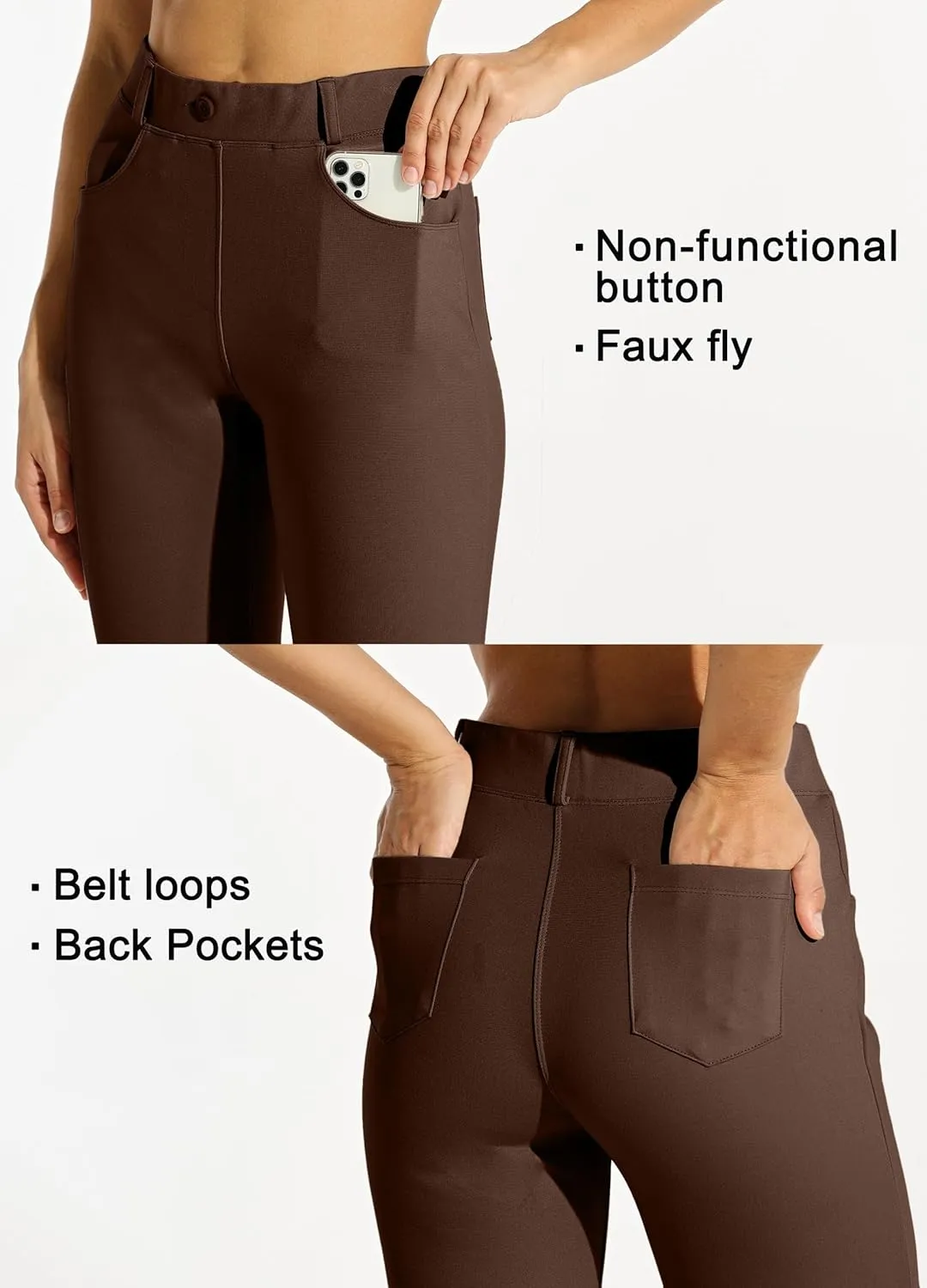 Willit Women's Yoga Dress Pants Straight Leg Work Slacks Stretchy Office Casual Pants 4 Pockets Belt Loops 29''/31''/33''