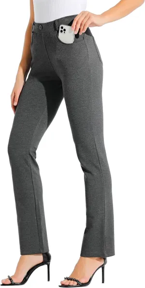 Willit Women's Yoga Dress Pants Straight Leg Work Slacks Stretchy Office Casual Pants 4 Pockets Belt Loops 29''/31''/33''