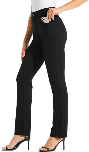 Willit Women's Yoga Dress Pants Straight Leg Work Slacks Stretchy Office Casual Pants 4 Pockets Belt Loops 29''/31''/33''