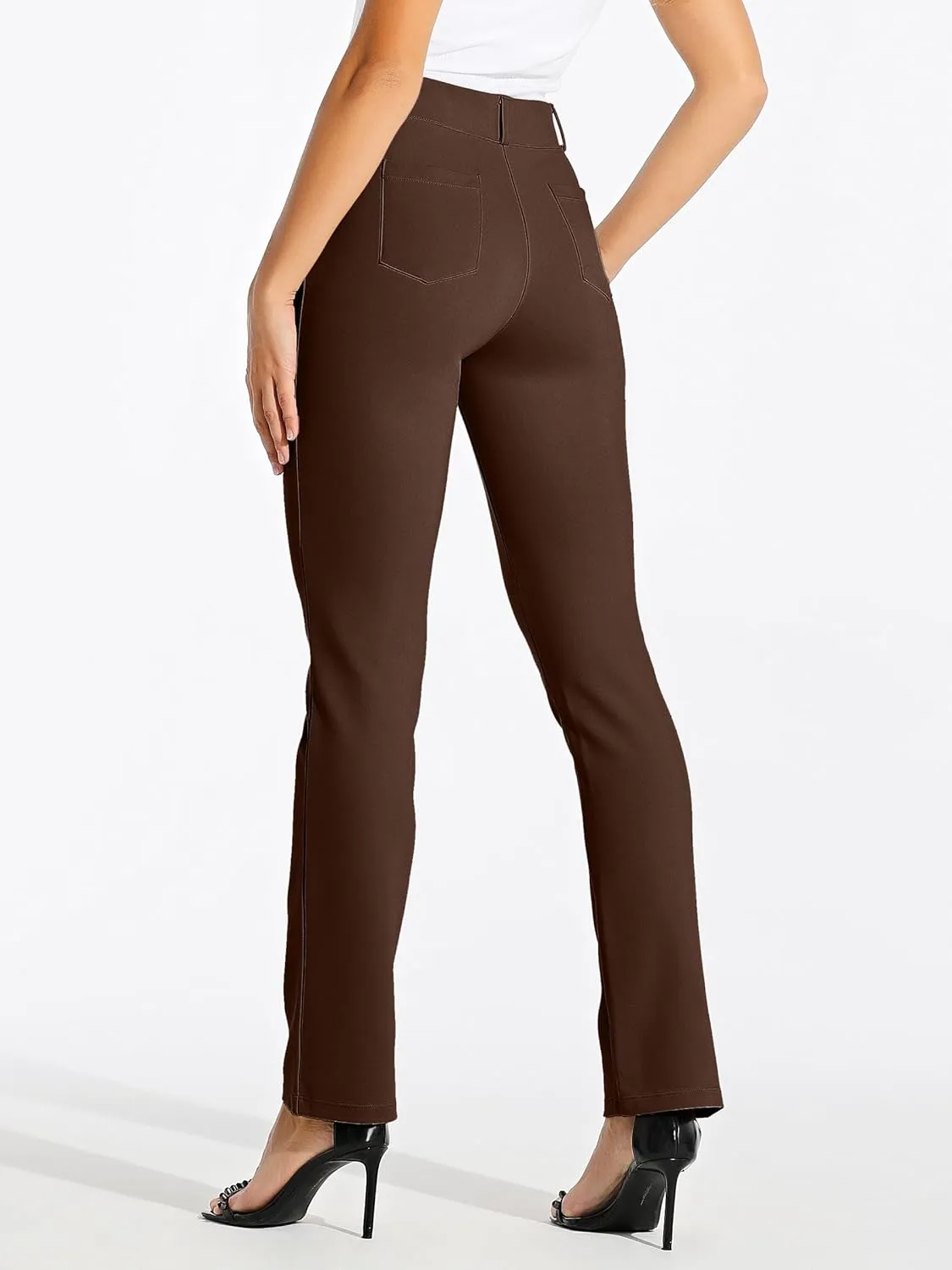 Willit Women's Yoga Dress Pants Straight Leg Work Slacks Stretchy Office Casual Pants 4 Pockets Belt Loops 29''/31''/33''