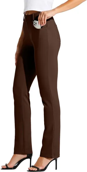 Willit Women's Yoga Dress Pants Straight Leg Work Slacks Stretchy Office Casual Pants 4 Pockets Belt Loops 29''/31''/33''